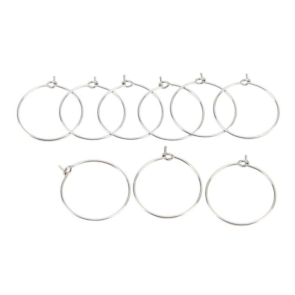 50pcs Stainless Steel Wine Glass Rings Light Weight Earring Round Loops  Birthday Party