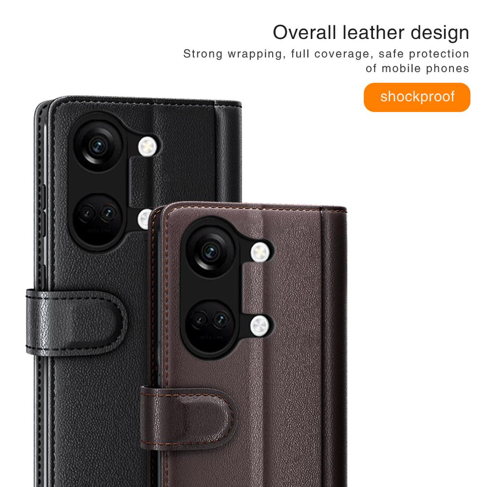 For OnePlus Ace 2V/Nord 3 5G Case Genuine Split Leather Phone Cover with Wallet Stand