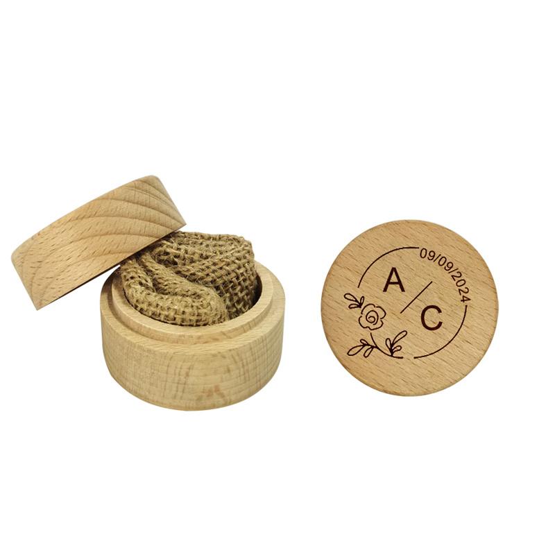 Wooden Round Ring Box Creative Carved Wedding Engagement Ring Box Arts And Crafts Jewelry Packaging Box
