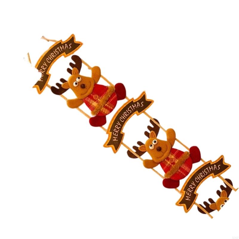 Christmas Tree Hanging Ornament Fabric Santa Deer Hanging Decorations For Wall A0KF