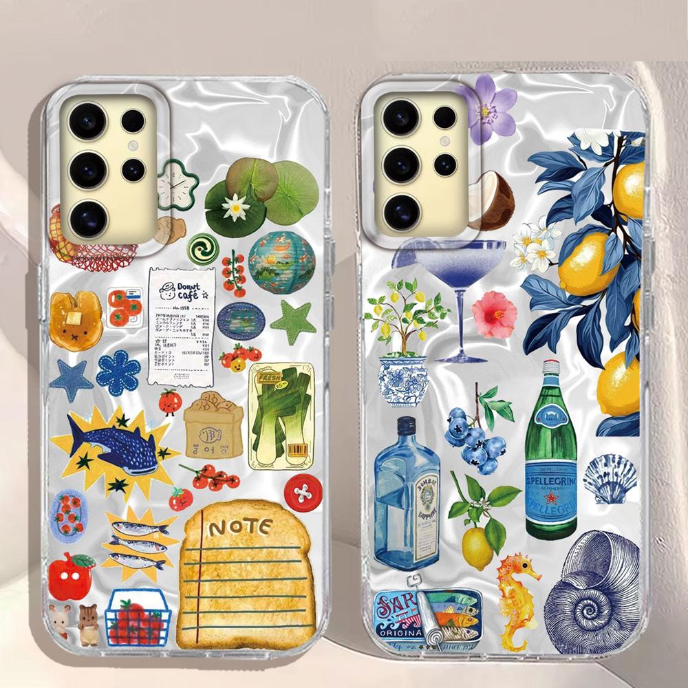 Seaside Scenery Wine Lemon Women Girls Phone Case for Samsung Galaxy S25 Edge S24 S23 S22 S21 S20 FE Plus Ultra Shell Bags Cover