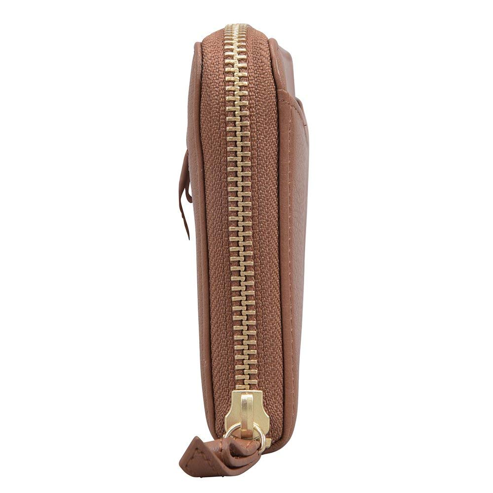 Chiocciola Genuine Leather Long Wallet with Ample Clear At a Glance Women's Storage, (Brown)