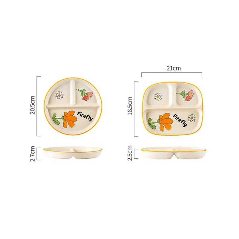 Ceramic Portion Control Diet Plate Divided Dessert Snack Serving Dish Platter for Balanced Meal Food Separator Appetizer Tray