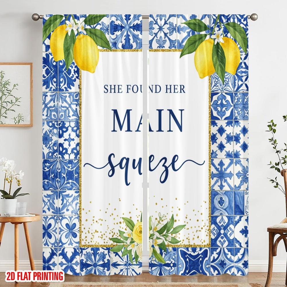 2pcs 2D flat printing Curtain She Found Her Main Squeeze_a Polyester Without Electricity Festive Holiday Use for Holiday Decor