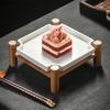 Nordic Creative Steak Plate Ceramic Dessert Cake Display Plate with Wooden Frame Family Party Barbecue Plate Kitchen Tableware