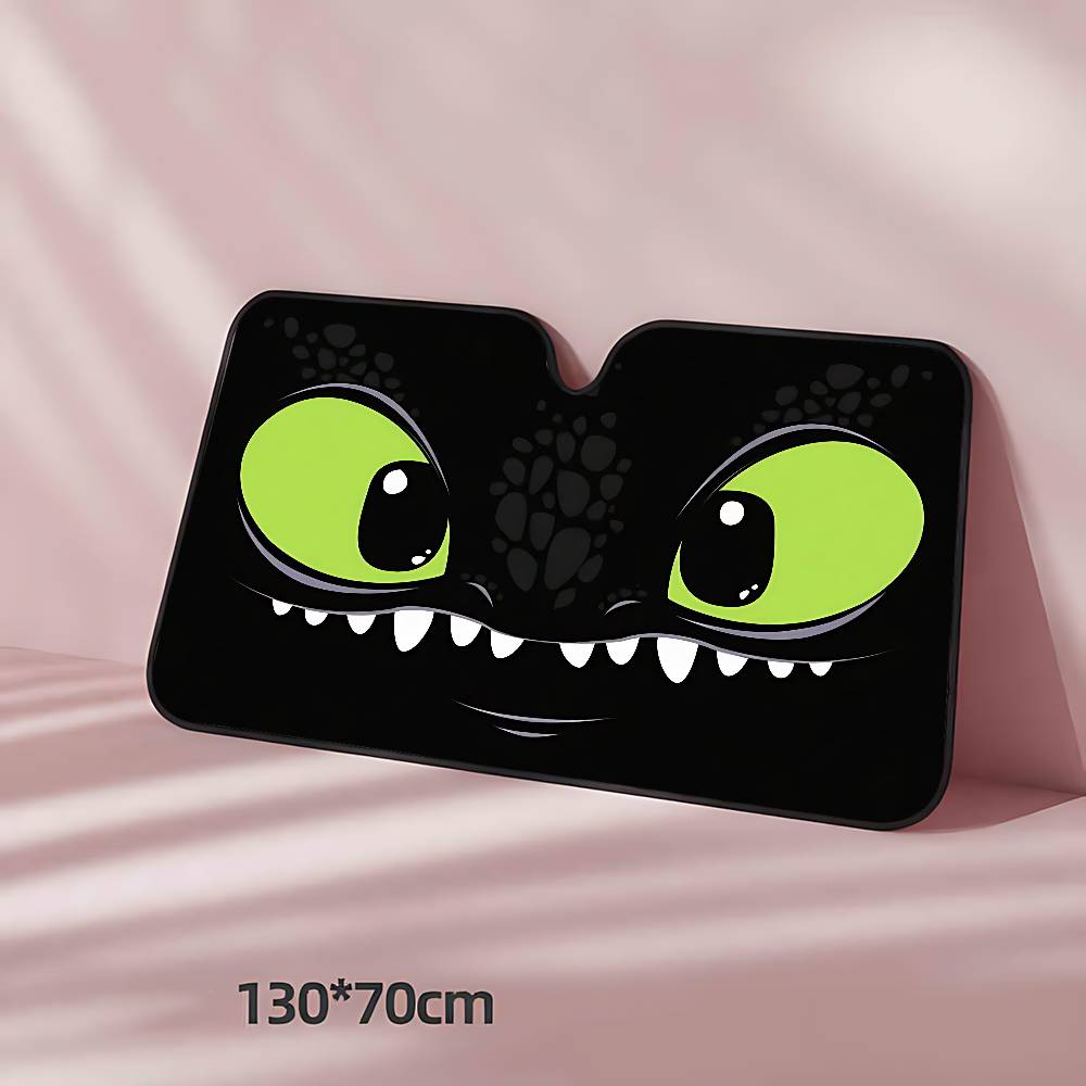 Cartoon EYE Toothless Stylish Trendy Windshield Sunshade, Car Windshield Cover, Car Sunshade Curtain, Car Sun Protection Cover