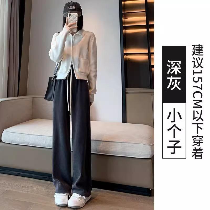 European Cotton Lint Wide-leg Pants Women's Spring and Autumn New High-waisted Straight-leg Pants Loose and Thin Casual Yamamoto Pants