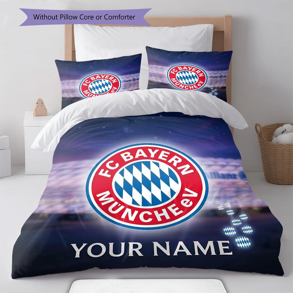 Custom Name FC Bayern München Pattern Bedding Quilt Set Home Decoration Gift (1 * duvet cover + 2 * pillowcase without core)