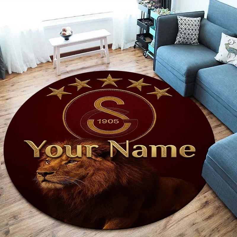 Galatasaray S Custom Name Round Area Rug,Carpet Rug for Living Room Bedroom Sofa Playroom Decor,Non-slip Floor Mat