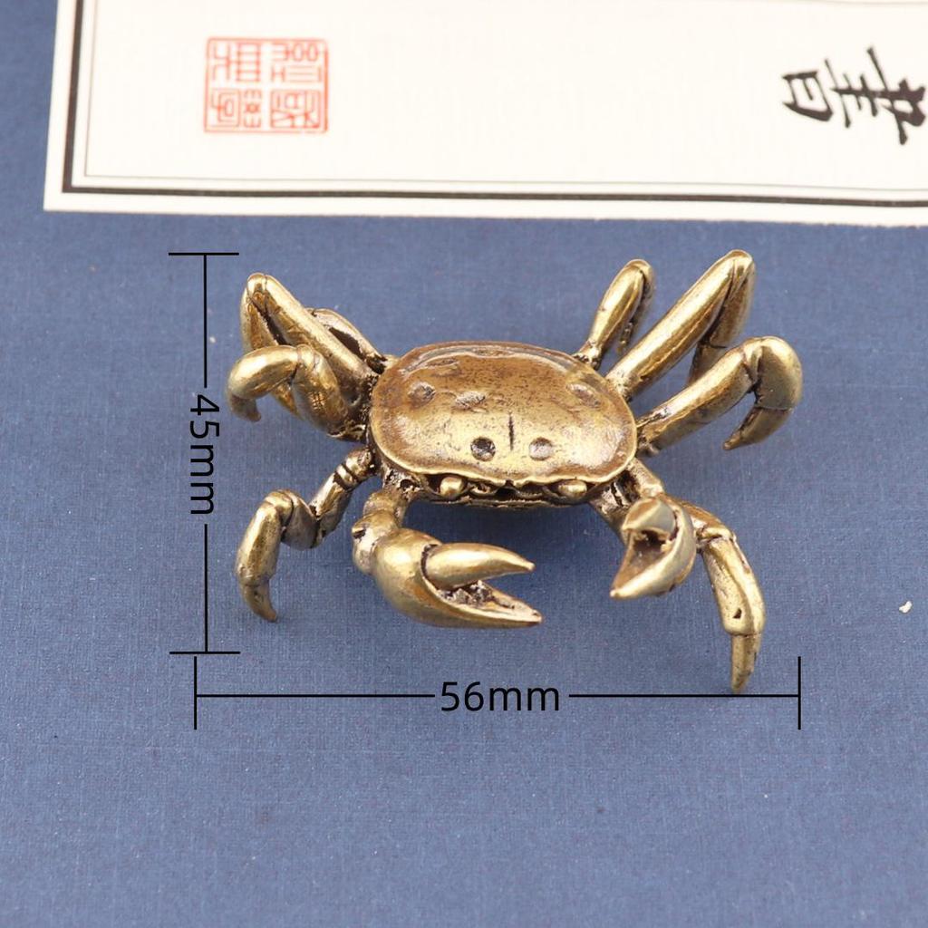 Pevný mosazný držák na pero ve tvaru kraba a ozdoba čajového mazlíčka