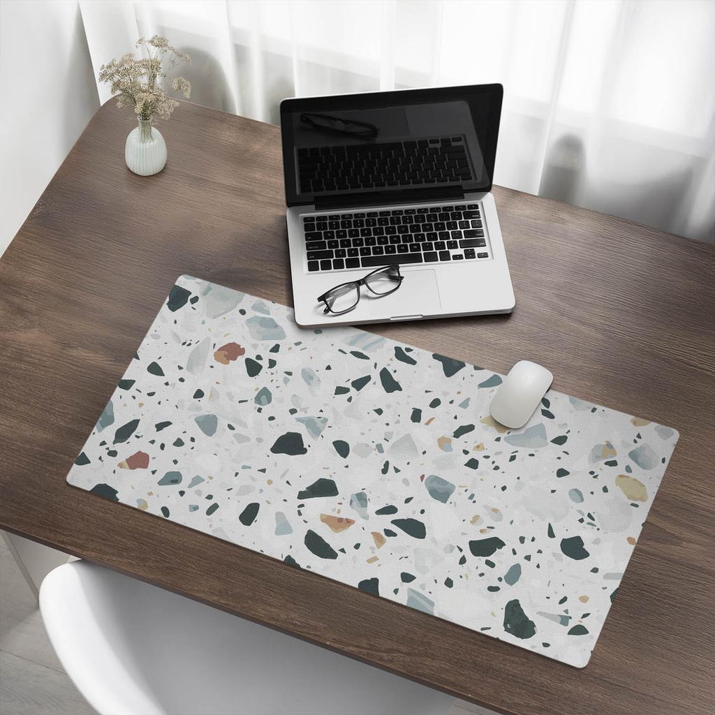 Vinyl Desk Mat with Stylish Mosaic Terrazzo Print 90X45 Cm