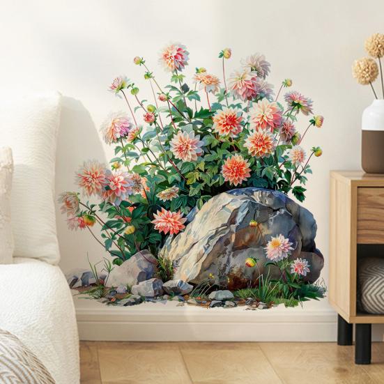 Wall Sticker Double Sided Floral Window Decals Clear Pattern Wildflower Grass Decals Doors Windows