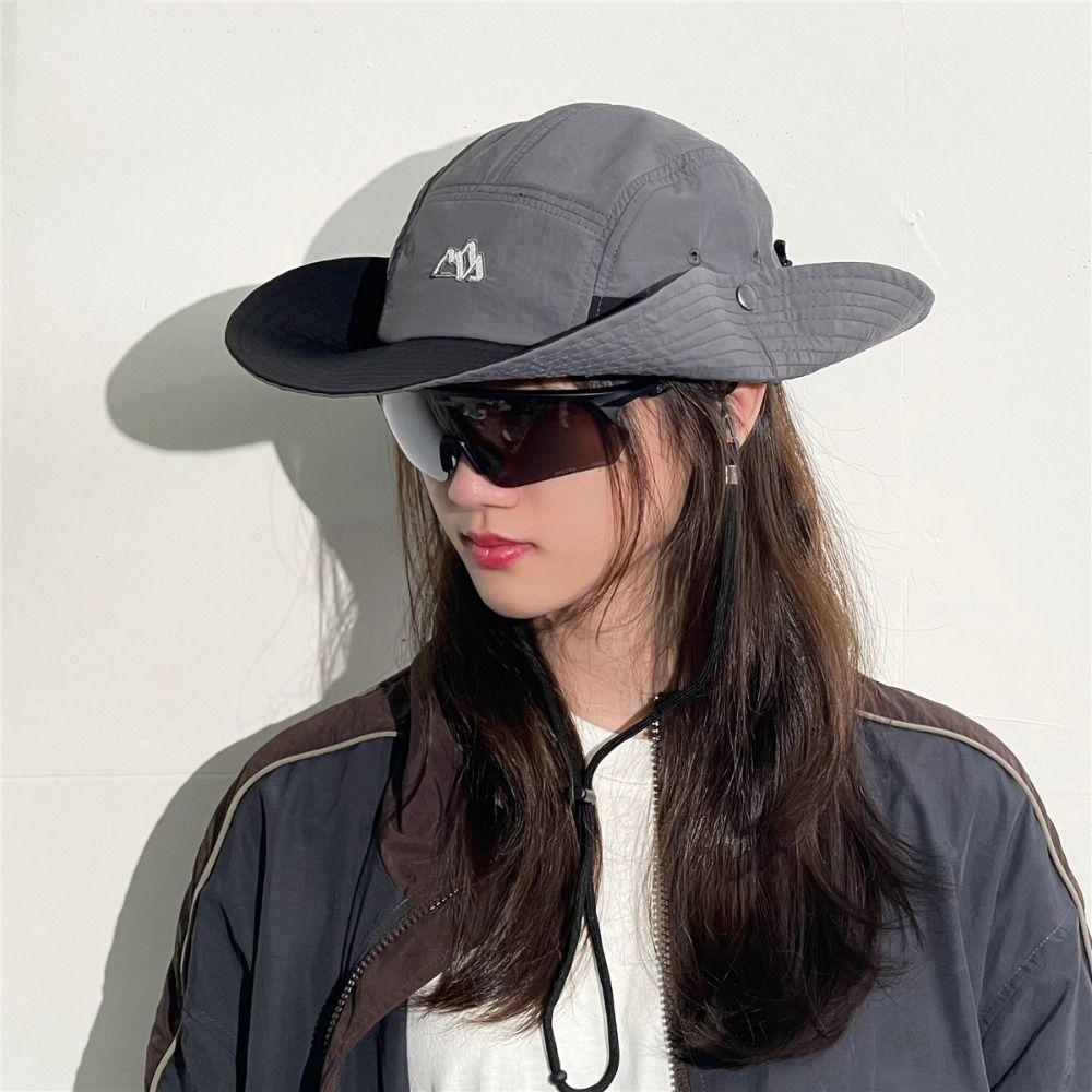 Polyester Contrasting Color Bucket Hats Quick Drying Sun Protection Fishing Caps  Ladies Girl