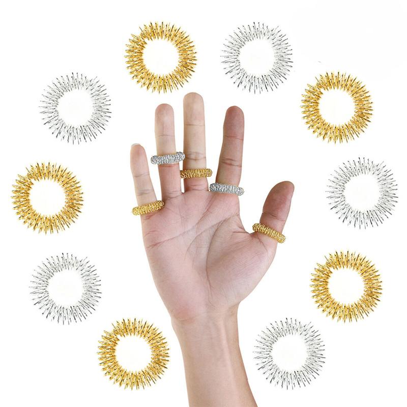 10 ks Nerezový masážní kroužek na prst Akupunkturní kroužek Terapie Relax Krev