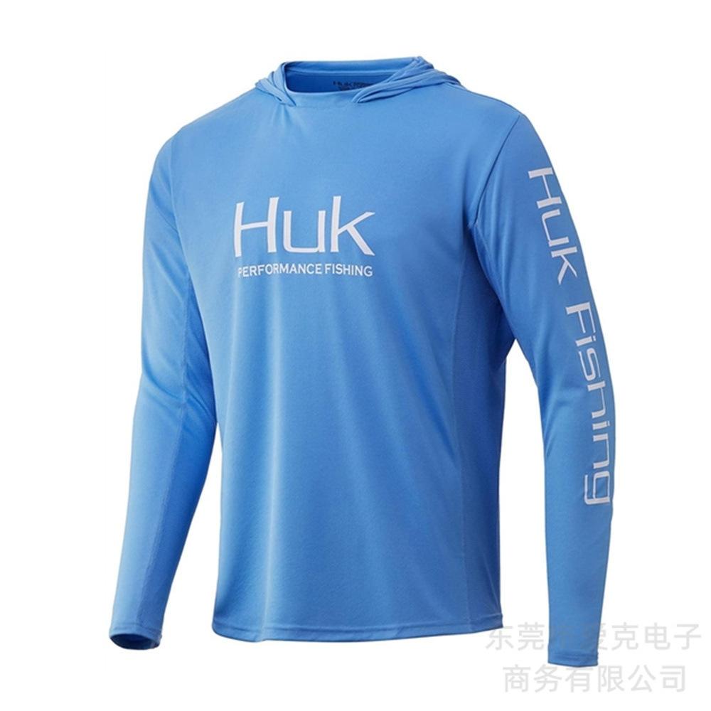 HUK Fishing Shirt Hooded Long Sleeve T-Shirt Men's Sunscreen Fishing Suit Outdoor Sports Luya Fishing Suit Quick Drying Breathable