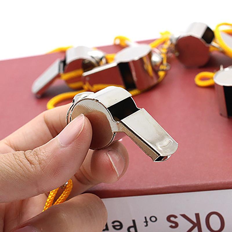 Loud Metal Whistle Team Sport With Rope Strong Sport Whistle Compact Wear Resistant Stainless Steel Whistles Lifeguards
