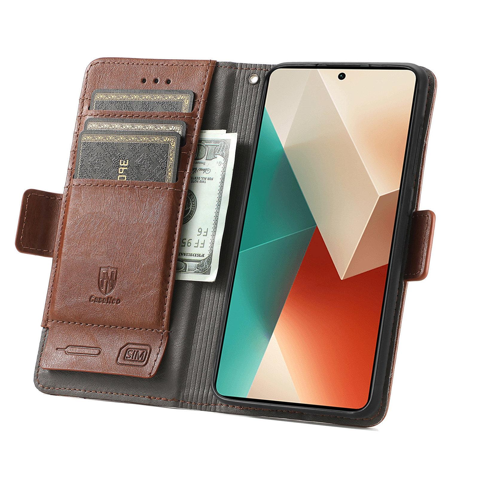 

For Xiaomi Redmi Note 13 Pro 5G/Poco X6 5G/Poco M6 Pro 4G Phone Cases CASENEO PU Leather Cover Stand with RFID Blocking Wallet Dark Blue