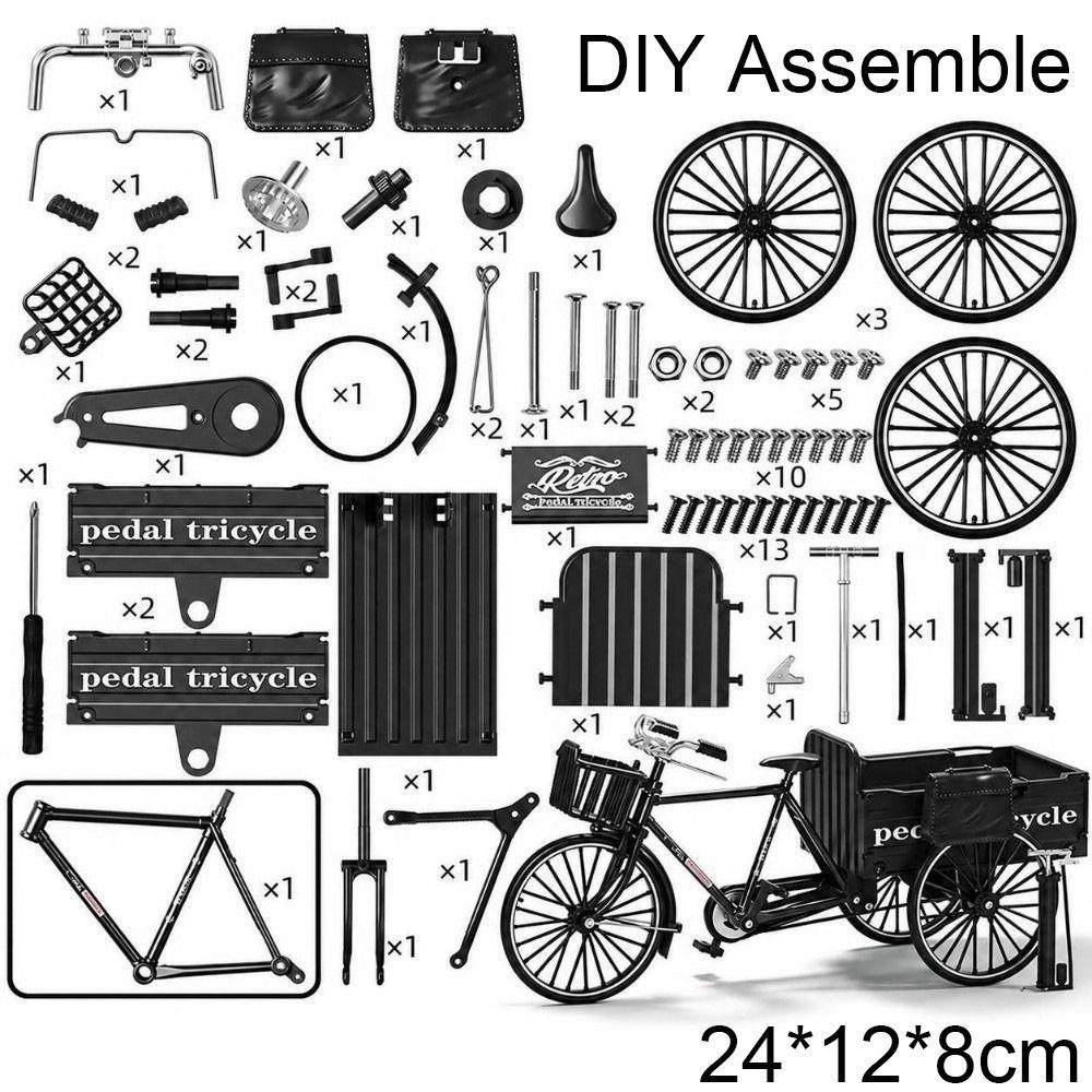 1:10 Scale Tricycle Model Kits Green Black Assembly Bike Model Kit  Gift Giving