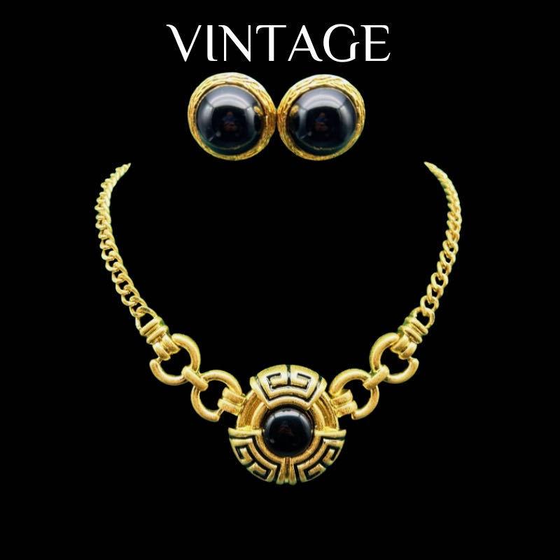 Винтажный Западный Антикварный Позолоченный Настоящим Золотом Тяжелая Промышленность Ручной Работы Эмалированный Ожерелье Эмаль Набор