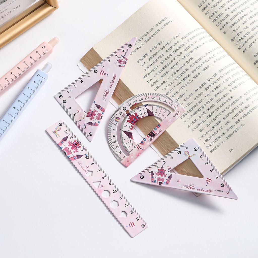 4pcs Metal Iron Ruler Set for Oil Painting 15cm Straight Triangle Protractor Measuring Drafting Stationery