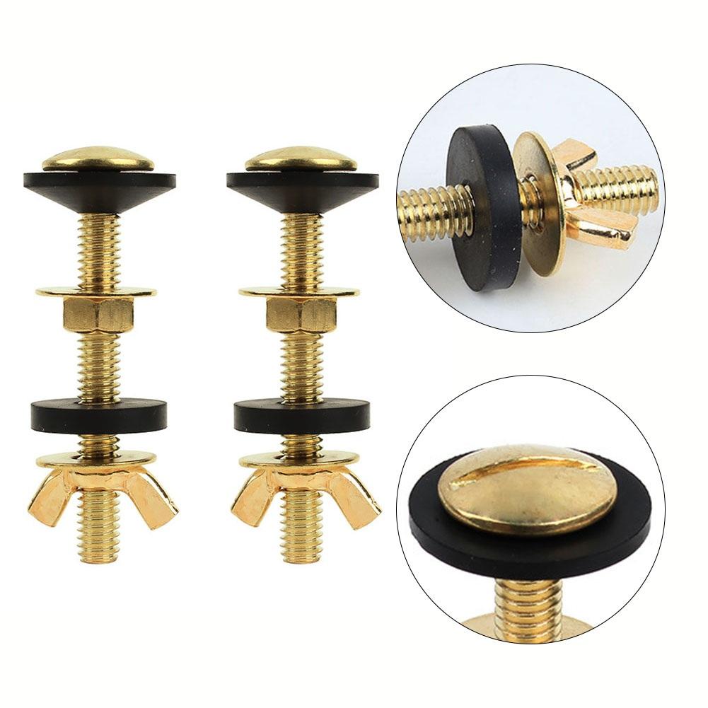 2PCS Toilet Screws Water Tank Accessories Bathroom Toilet Tank Bolt Kit Fixed Installation Connection Copper Plated Screws