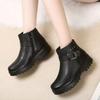 Modische Damenstiefel PU-Leder Stiefeletten Winter Plüsch Warm Schneestiefel Wasserdicht Rutschfest Schuhe Plateau Reißverschluss Baumwollschuhe