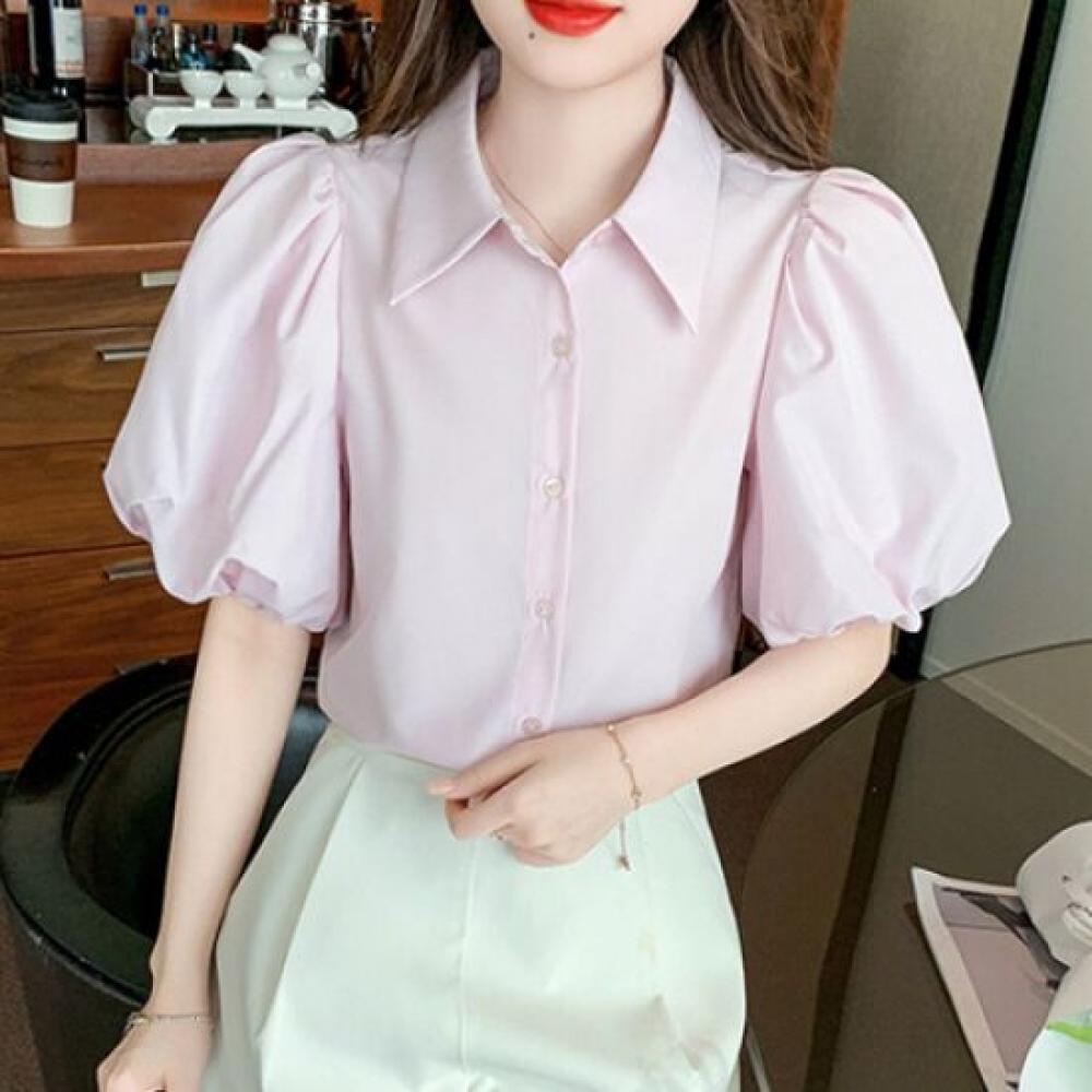 Navava Men Lovely Puff Short Sleeve Collar Shirt Nb2271