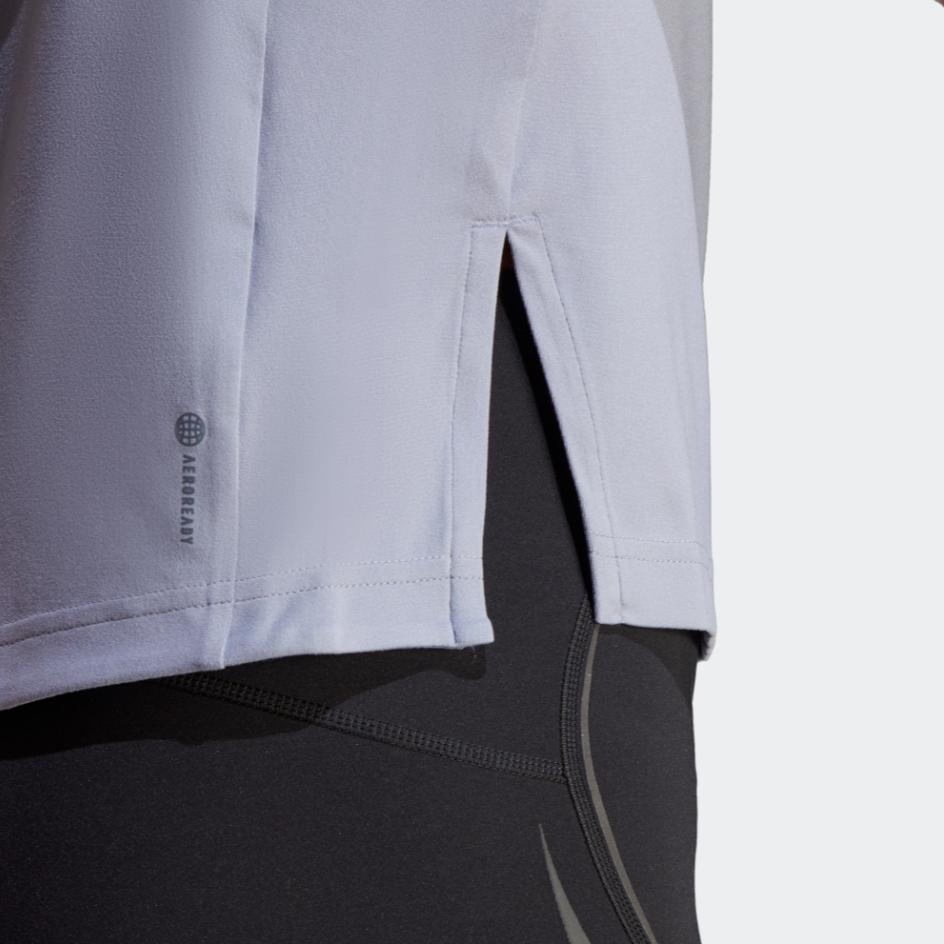 adidas Versatile Tee With Solid Color Logo, Quick-Dry For Sports And Fitness Women Tops Silver-Grey Violet HR7767