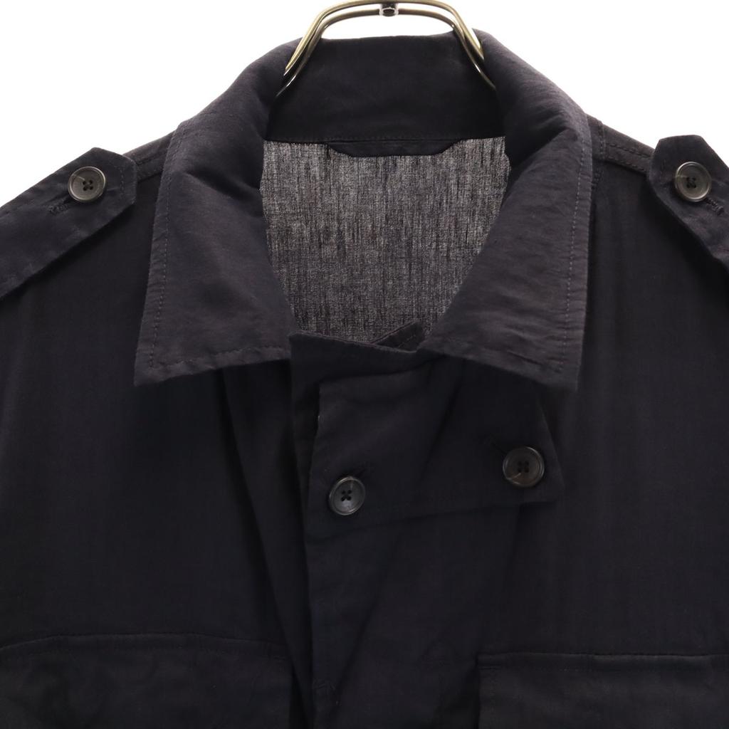 Unused Nano LIBRARY Linen Blend Military Jacket L Black Men's Used