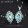 Diamond-encrusted Colored Treasure Ring Jewelry Set, Retro Green Treasure Zircon Necklace, Women's Spar Pendant Set.