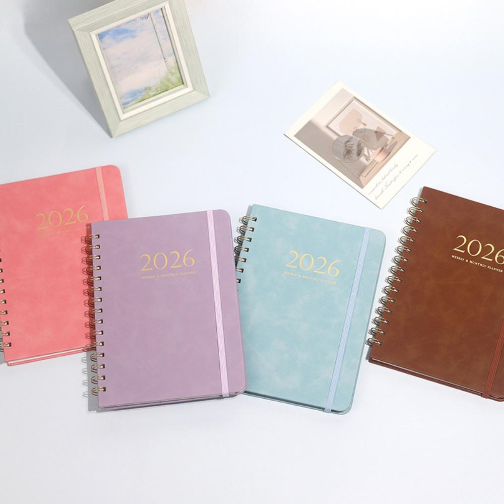 PU Leather Cover Coil Schedules Notebooks A5 Daily Notebook Daily Planner Notepad  Record