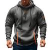Sweat à capuche pour homme avec fermeture éclair et poche sur le bras, cardigan de sport décontracté pour homme, grande taille