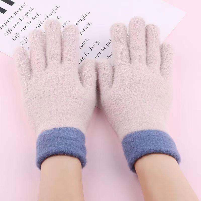 

Перчатки Зимние теплые и морозостойкие вязаные шерстяные перчатки с полным пальцем Студенческие мужские и женские перчатки для катания на открытом воздухе One size верблюд