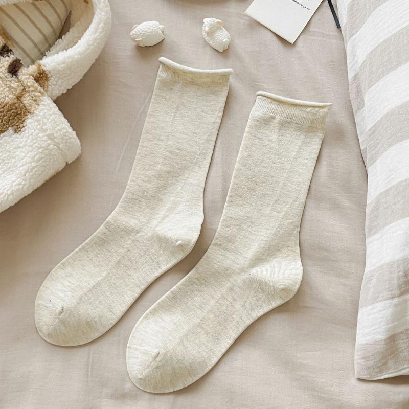 Women's Autumn Warm Simple Solid Color Curled Wool Pile Cotton Socks