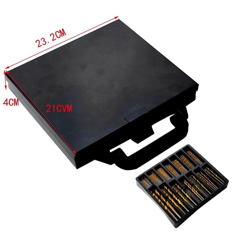 99PCS/Set Twist Drill High Speed Steel Titanium-plated Twist Steel Plate Drill Mixed Plastic Boxes