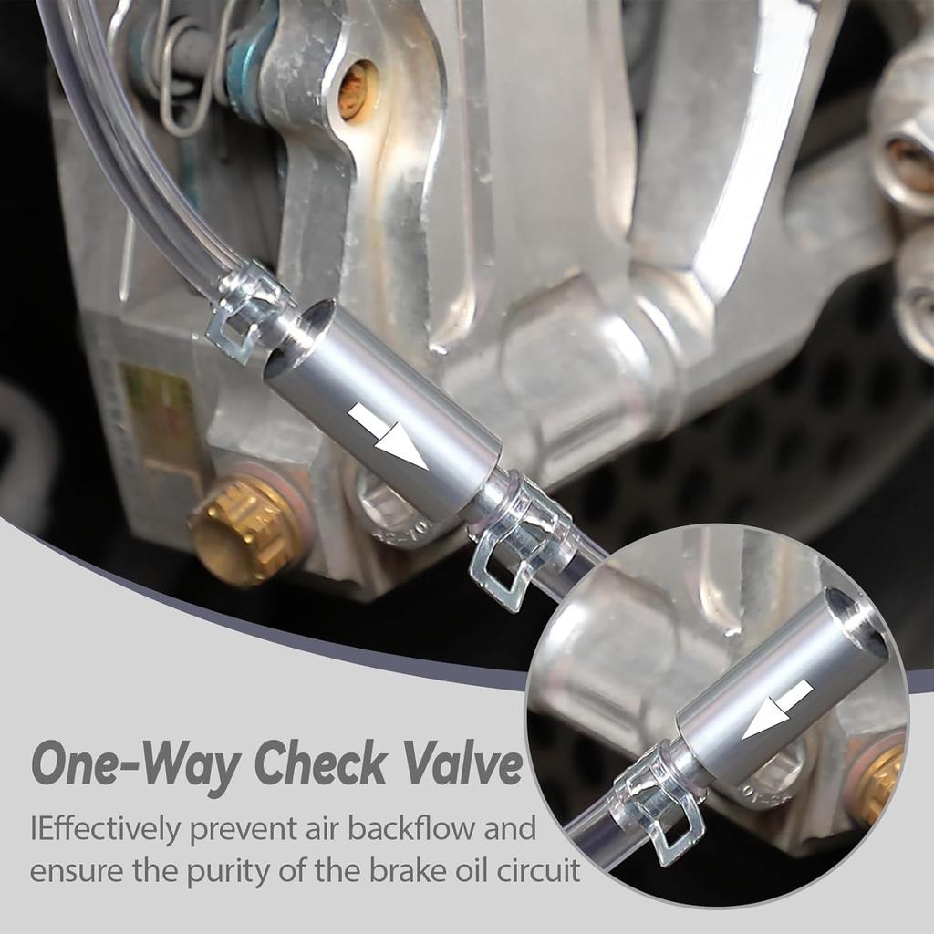 Wąż do odpowietrzania hamulców, Nowy 2025 Jednokierunkowy zawór zwrotny Przewód Zestaw narzędzi do odpowietrzania Dla samochodu Motocykla Sprzęgła - Uniwersalny odpowietrznik płynu hamulcowego hydraulicznego Z