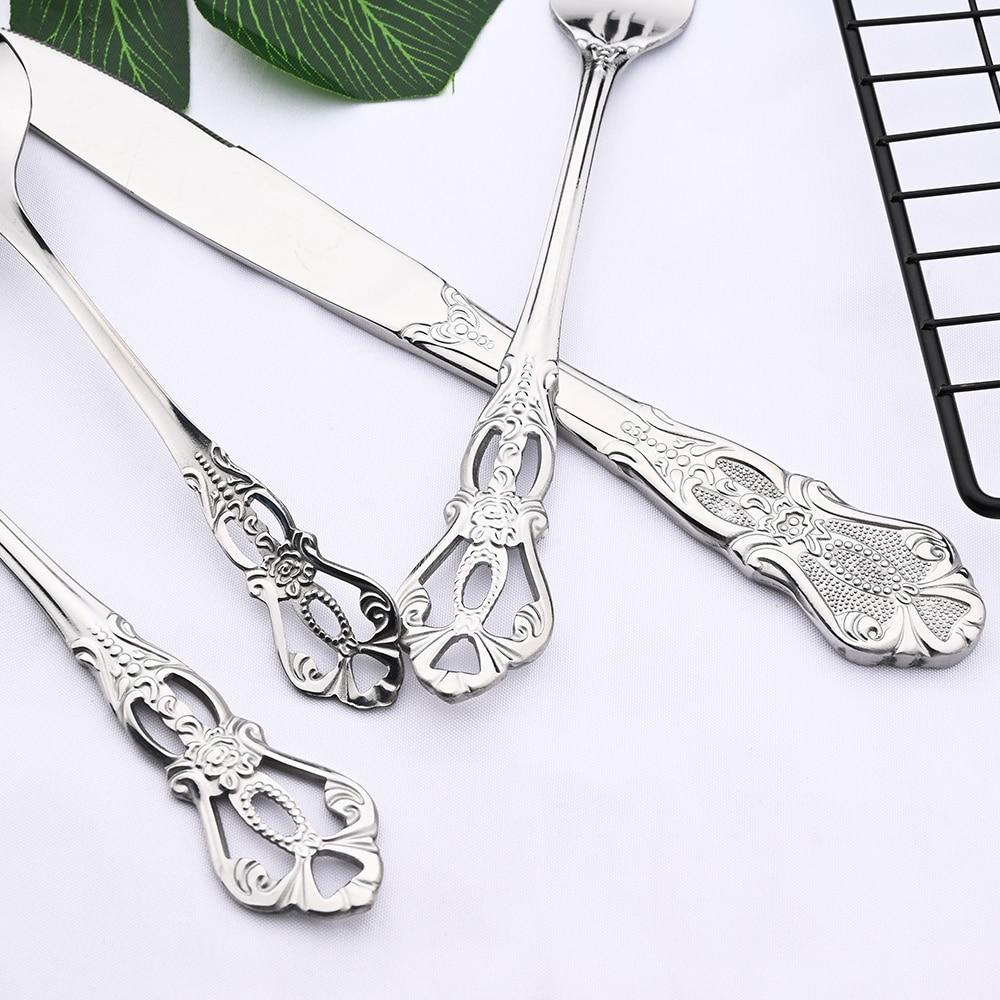 5pcs/set Rainbow Tableware Set Stainless Steel Dinnerware Royal Knife Dessert Fork Spoon Flatware Cutlery Set Western Silverware Set for 1