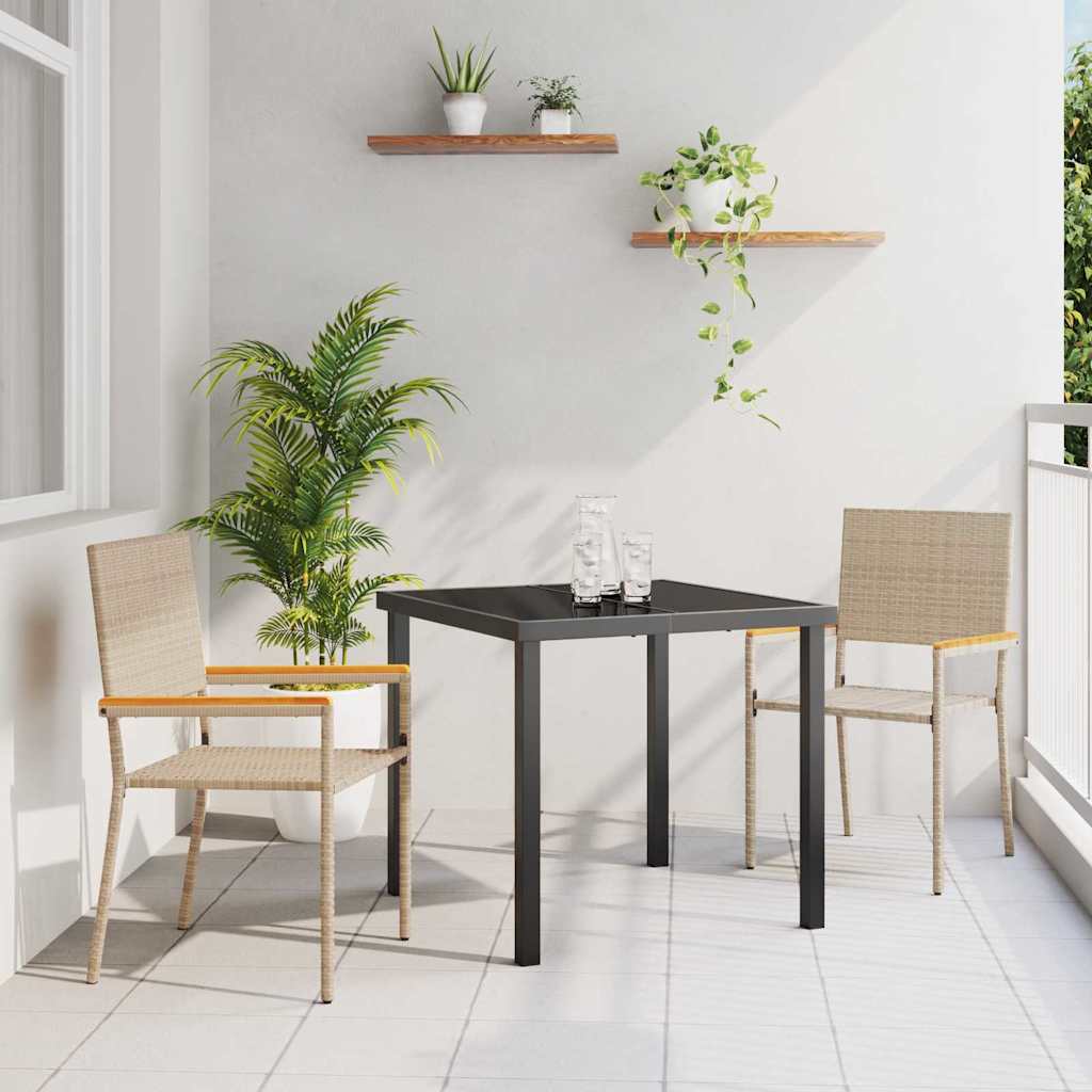 Garden Stackable Chairs 2 Pcs Cream and Brown 54 X 56 X 90 Cm