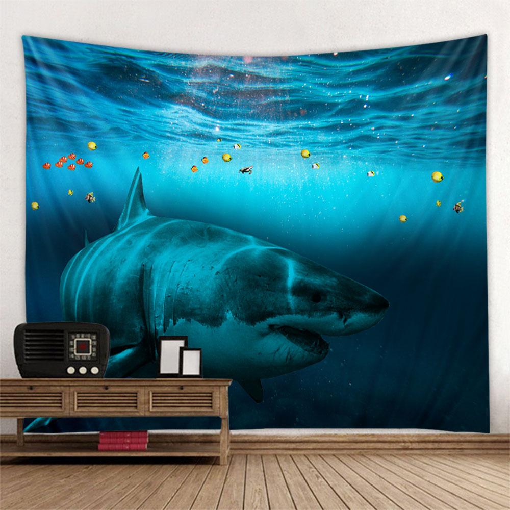 Home Decoration Tapestry Psychedelic Forest Underwater Shark Wall Hanging Hippie Background Living Room Dormitory Decoration