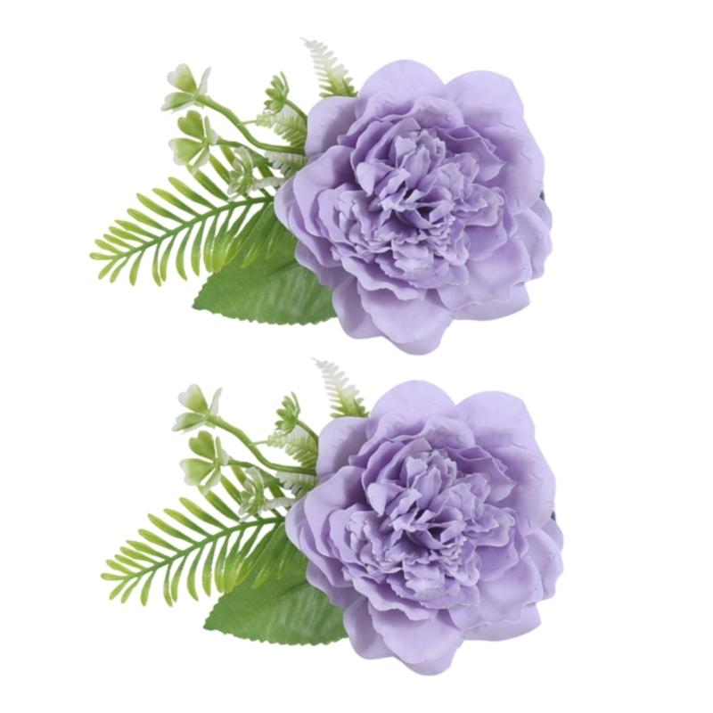 Contemporary Artificial Flower Curtain Fastening Clips Set of 2 Decorative Window Drapery Holders Tieback Straps Buckles