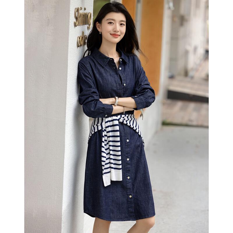 Women's Loose Fit 100% Cotton Denim Shirt Dress