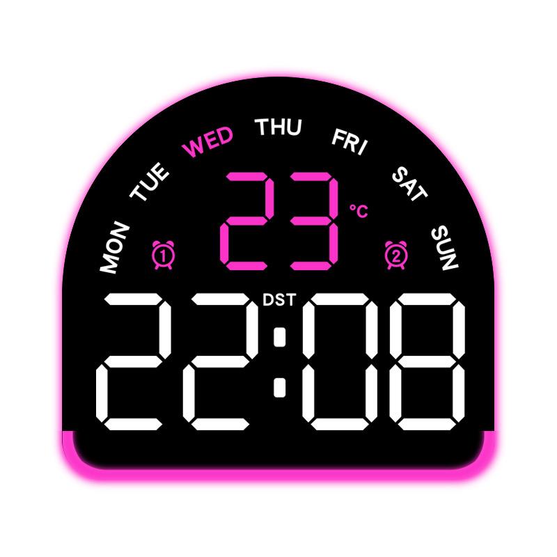 USB Powered Digital Alarm Clock with Mood Light TEMP Date Week 3-level Brightness Table Clock Auto Dimmable 12/24H LED Clock
