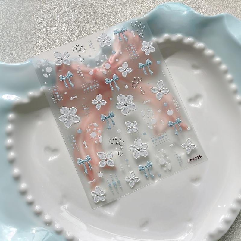 Fiore,Pois,Papillon Adesivo per Unghie Autoadesivo Decorazioni Decalcomanie Fai da Te Manicure Scrapbooking Diario Adesivo