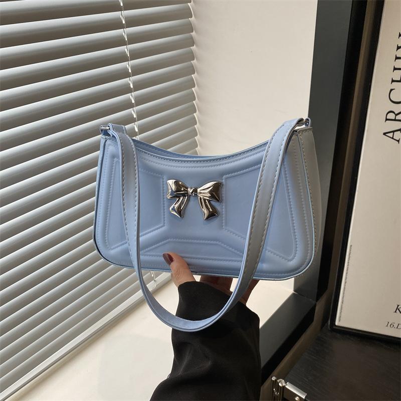 French Niche Bow Underarm Bag 2025 New Personalized Korean Shoulder Bag Summer Foreign Commuter Baguette Bag