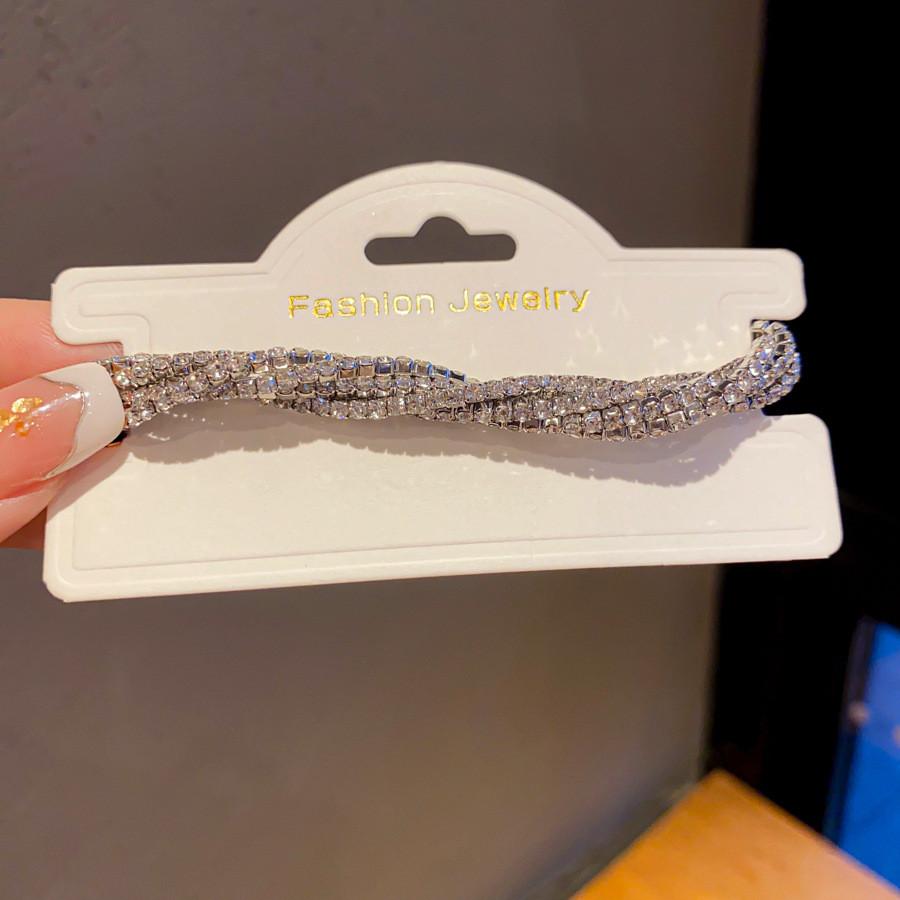 

Silver Gold Copper Multilayer Rhinestone Wrap Bracelet Geometric Style For Female Fashion SilverBracelet
