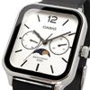 Casio CASIO Standard Moon Phase Analog Men's Watch MTP-M305L-7AV Black Leather Band Silver Overseas Model