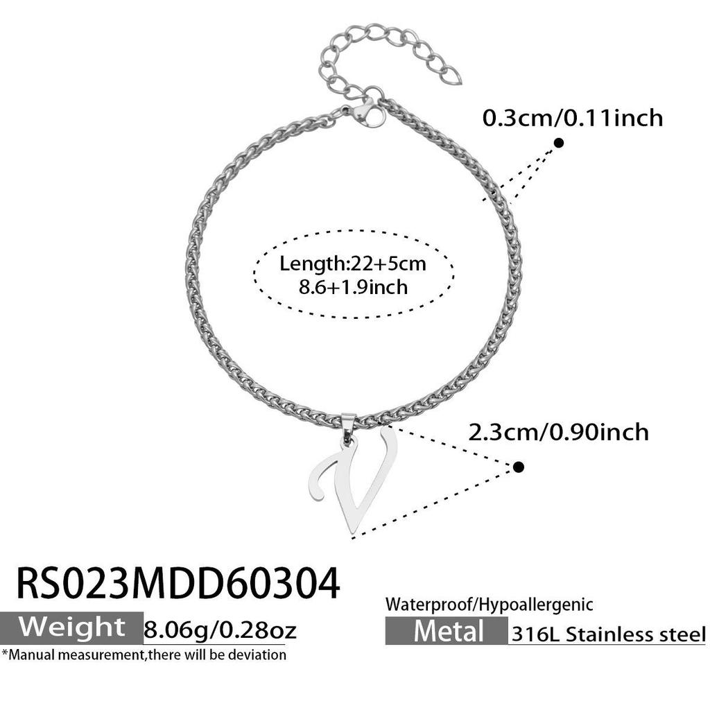 26-Letter Pendant Anklet: Stainless Steel Simple Design Foot Jewelry