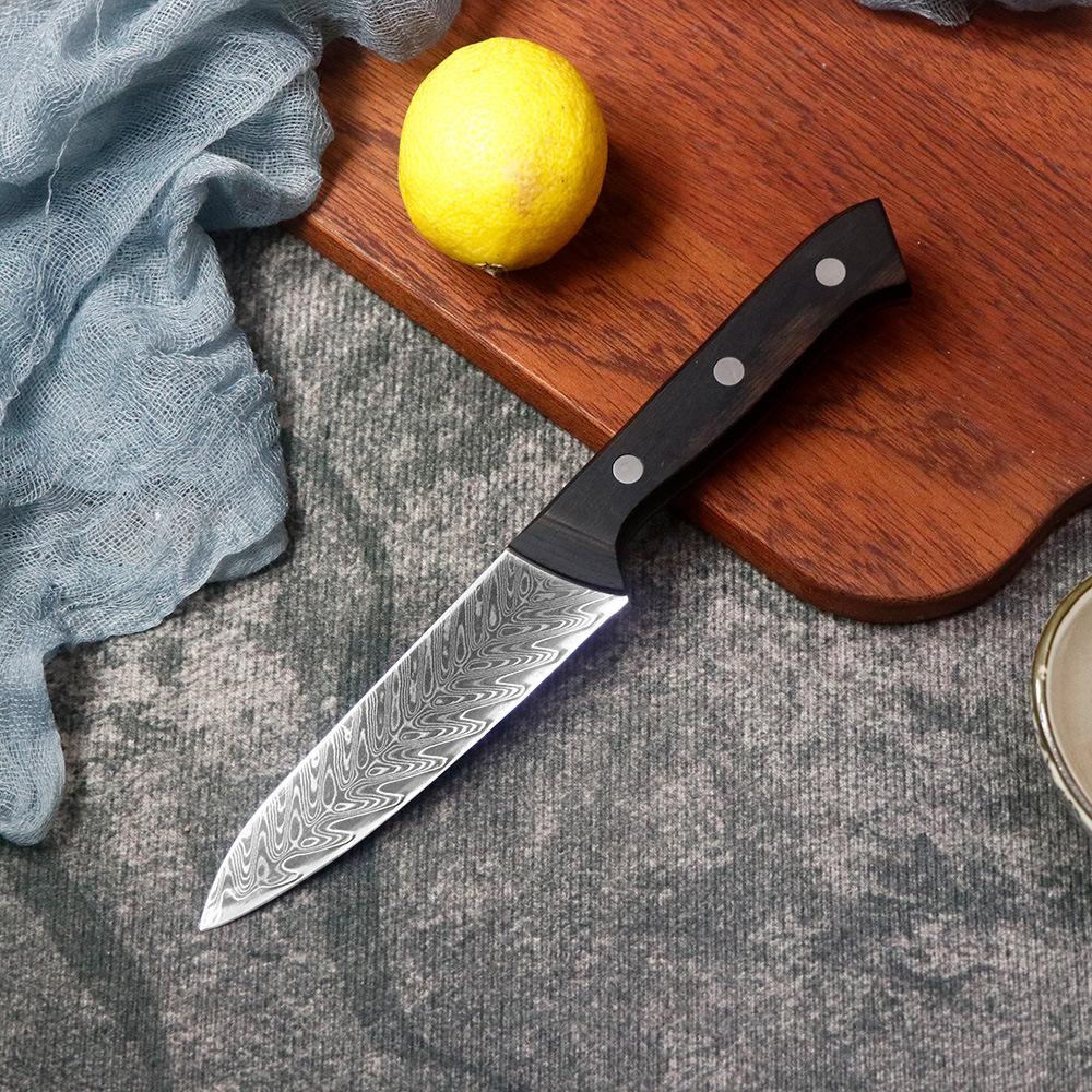 4.8 Inch Utility Knife 67-layers Damascus Steel 10Cr15MoV Blade Ebony Handle Paring Fruit Barbecue Slicing Cleaver Kitchen Knife