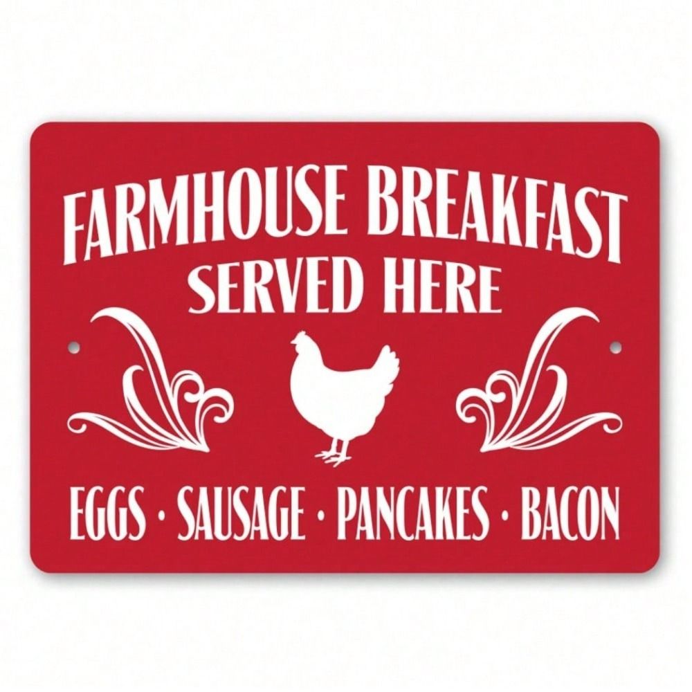 

Vintage Farmhouse Breakfast Metal Wall Art, Kitchen Decor Poster