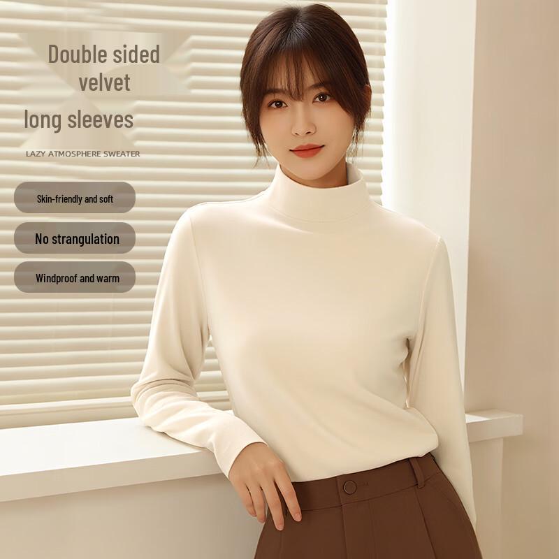 Baleno Women's Double-Sided Fleece Thermal Turtleneck Long Sleeve Top